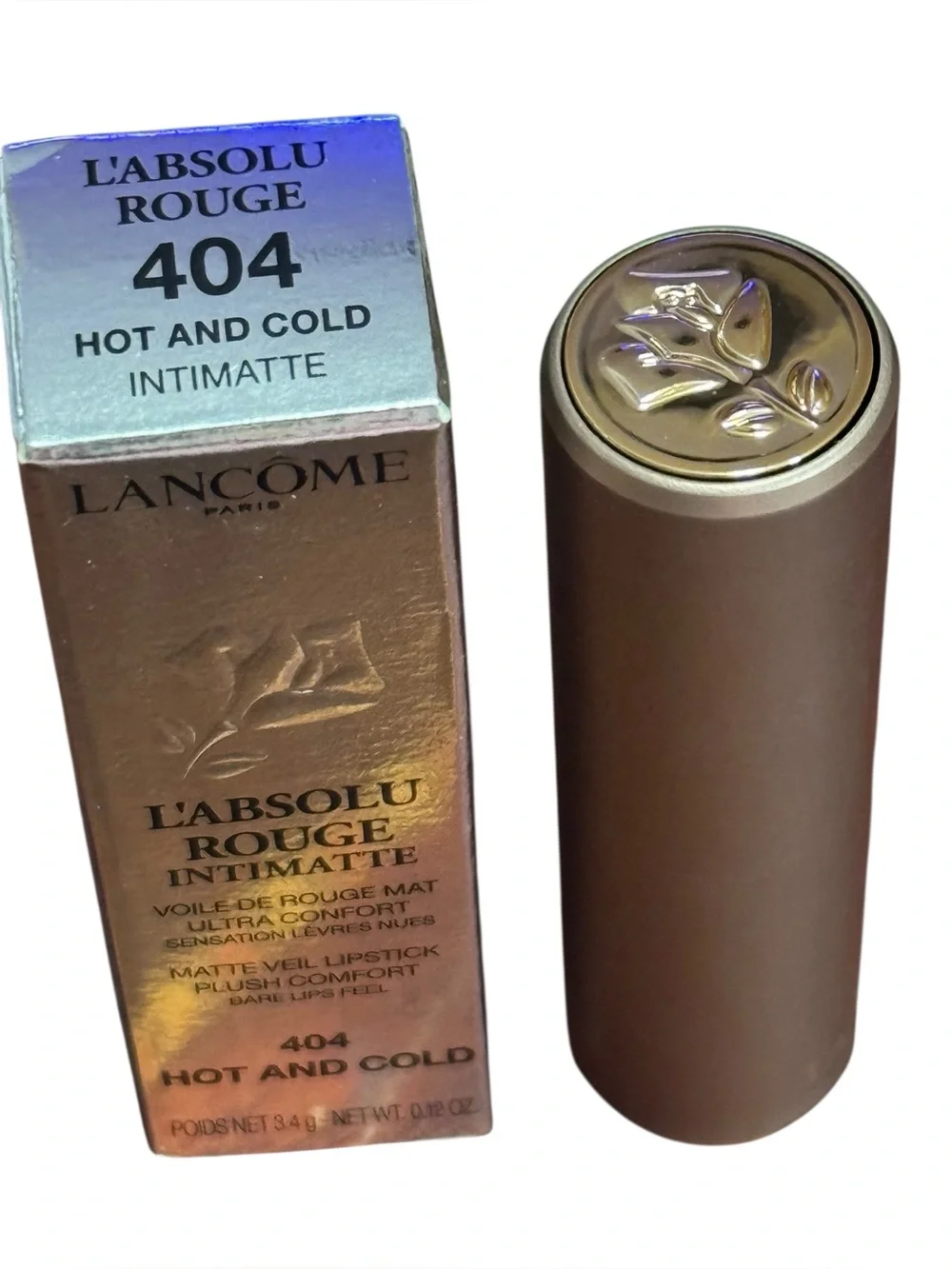 Lancôme L'Absolu Rouge Intimatte Soft Matte Lipstick Hot & Cold 404 0.12oz New